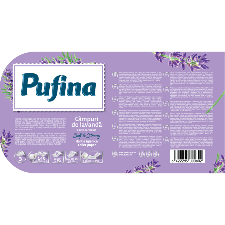 Pufina Lux Campuri de Lavanda wc papír, levendulás, 8 tekercs, 3 réteg