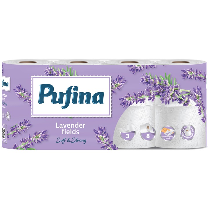 Pufina Lux Campuri de Lavanda wc papír, levendulás, 8 tekercs, 3 réteg