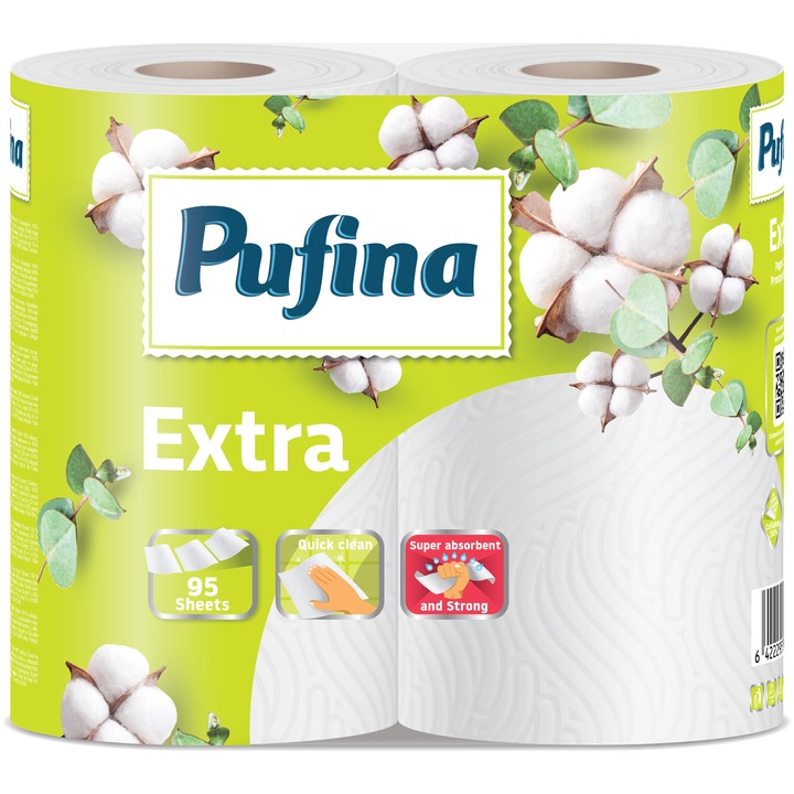 Pufina Extra konyhai törlő, 2 tekercs, 2 réteg, 2x20m