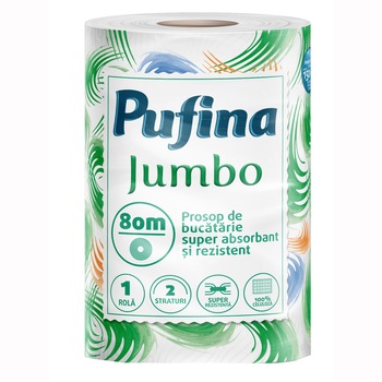 Hartie Pufina Monorola Jumbo, 1 rola, 2 straturi, 80m Hartie Pufina Monorola Jumbo, 1 rola, 2 straturi, 80m