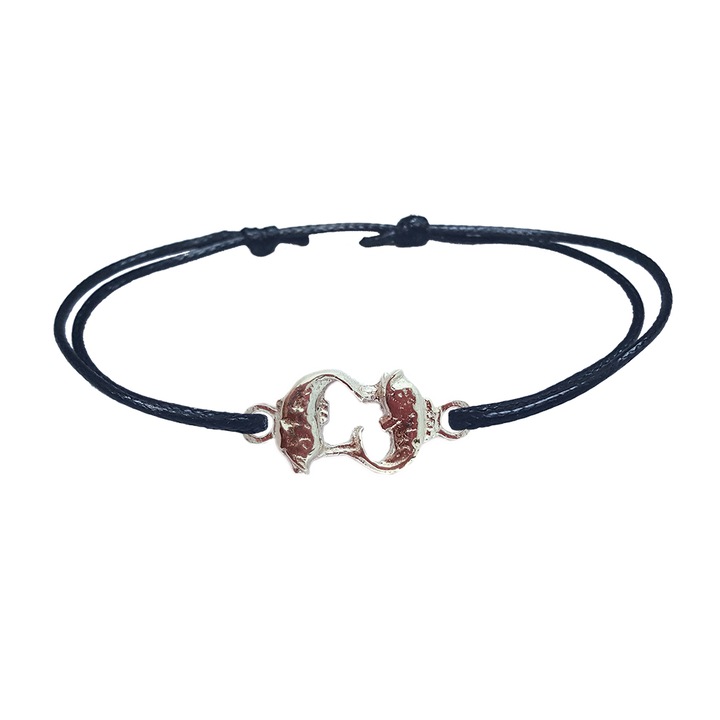 Bratara din snur cu zodia pesti din argint reglabila 9245120 Dras