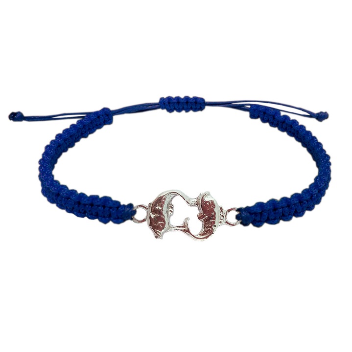 Bratara snur albastru impletit manual personalizata zodie Pesti zodiac european argint 9245120 Dras