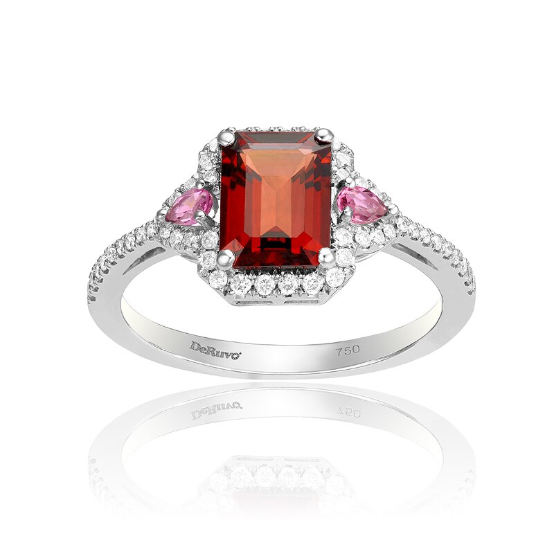 Inel Deruvo Aur 18k Diamante, Granat, Tourmaline Roz, 54 R7555GNPNWN-W