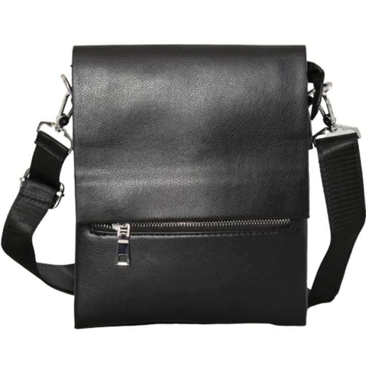 Férfi öko bőr táska 8025-3, 20/25/4cm, fekete