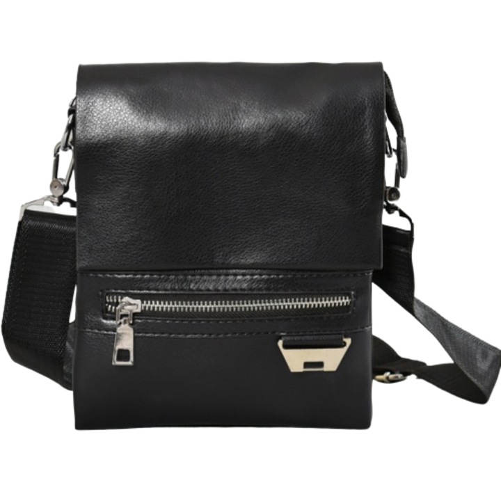 Férfi öko bőr táska 5069-2, 17/21/4cm, fekete