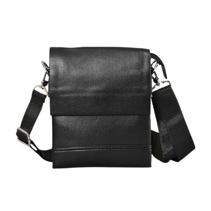 Férfi öko bőr táska 1802-1, 16/22/3cm, fekete