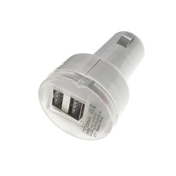 Incarcator de masina, 2xUSB 2.1A si 1A, adaptor USB 5V DC 2.1A, bricheta auto 12-24V DC, alb Incarcator de masina, 2xUSB 2.1A si 1A, adaptor USB 5V DC 2.1A, bricheta auto 12-24V DC, alb