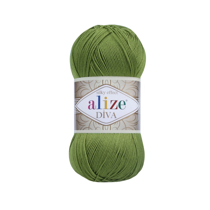 Fir Textil Alize Diva 210 pentru crosetat si tricotat, acril, verde, 350 m