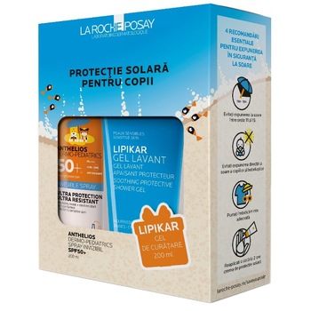 Pachet promo ANTHELIOS Dermo-Pediatrics Spray invisibil copii SPF 50, 200 ml + LIPIKAR gel de spalare 200ml CADOU Pachet promo ANTHELIOS Dermo-Pediatrics Spray invisibil copii SPF 50, 200 ml + LIPIKAR gel de spalare 200ml CADOU