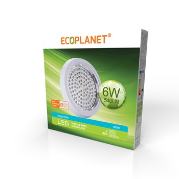 Plafoniera aplicata LED Ecoplanet, rotunda D205mm, 6W, 480LM, lumina rece 6500k, sticla transparenta, alb Plafoniera aplicata LED Ecoplanet, rotunda D205mm, 6W, 480LM, lumina rece 6500k, sticla transparenta, alb