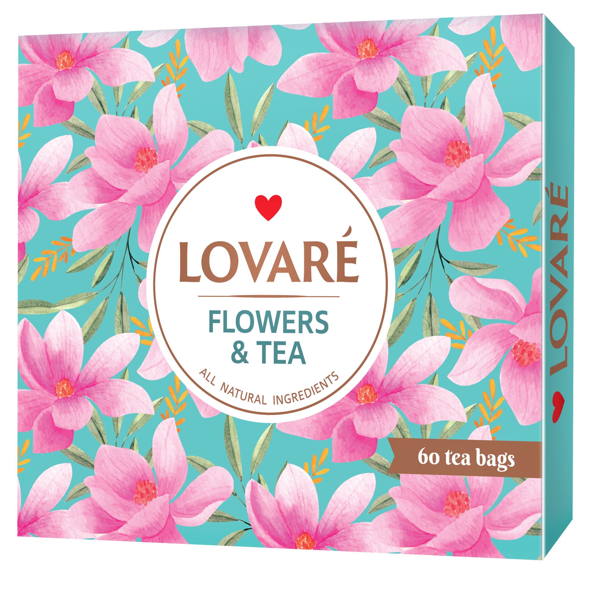 Ceai in asortiment 60 pliculete, 12 feluri a cate 5 pliculete fiecare, Set Tea Collection - Flowers & Tea, LOVARE, 103g
