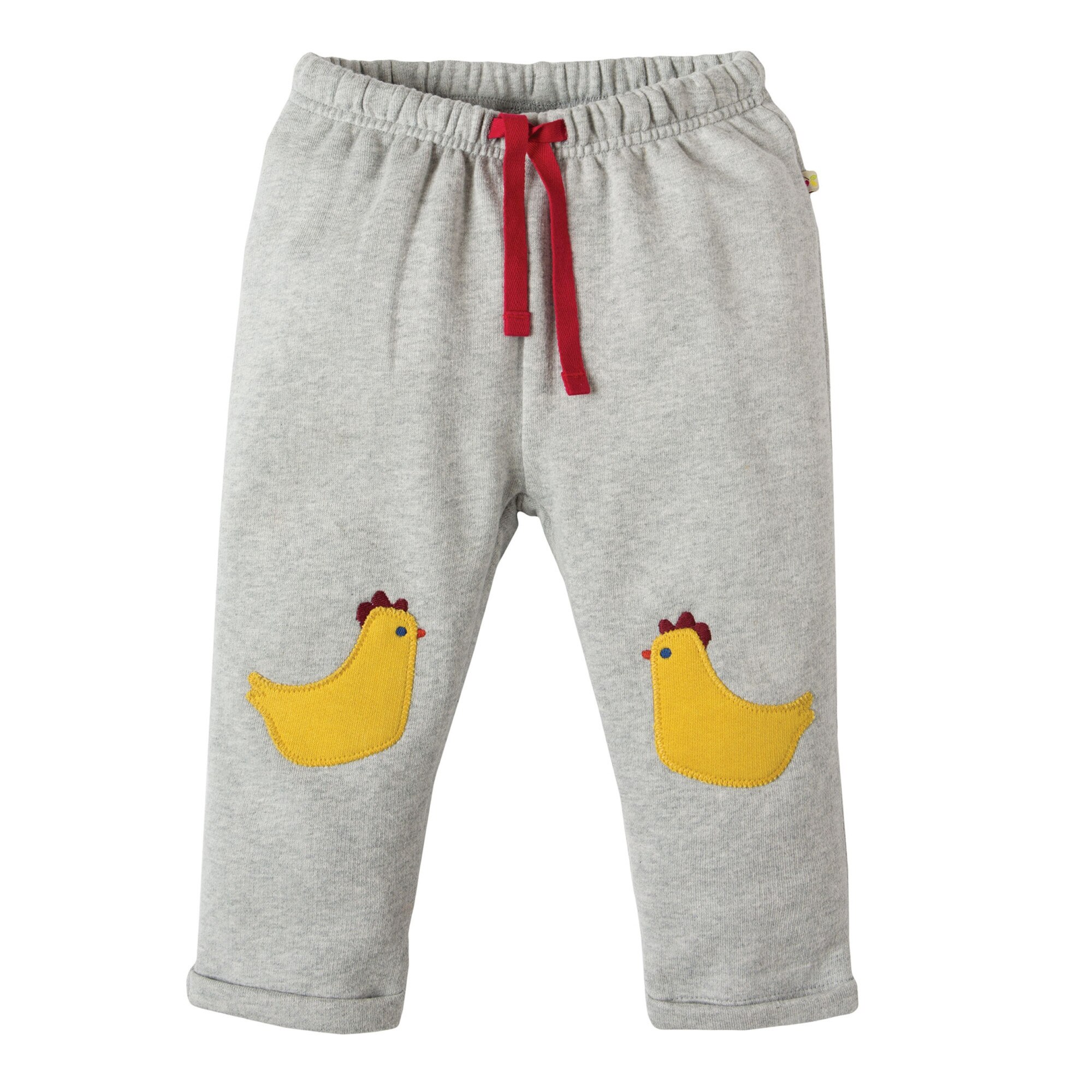 Pantaloni grosi cu puisori galbiori, bumbac organic, gri, copii