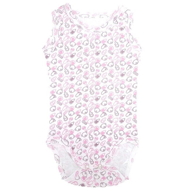 Body tip maiou din tricot bumbac imprimat, Mic Pitic BD3 F, Roz
