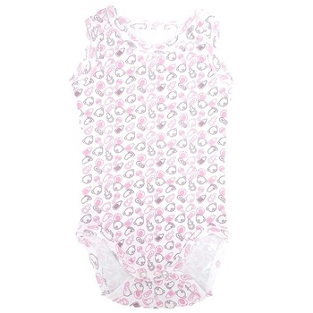 Body tip maiou din tricot bumbac imprimat, Mic Pitic BD3 F, Roz Body tip maiou din tricot bumbac imprimat, Mic Pitic BD3 F, Roz