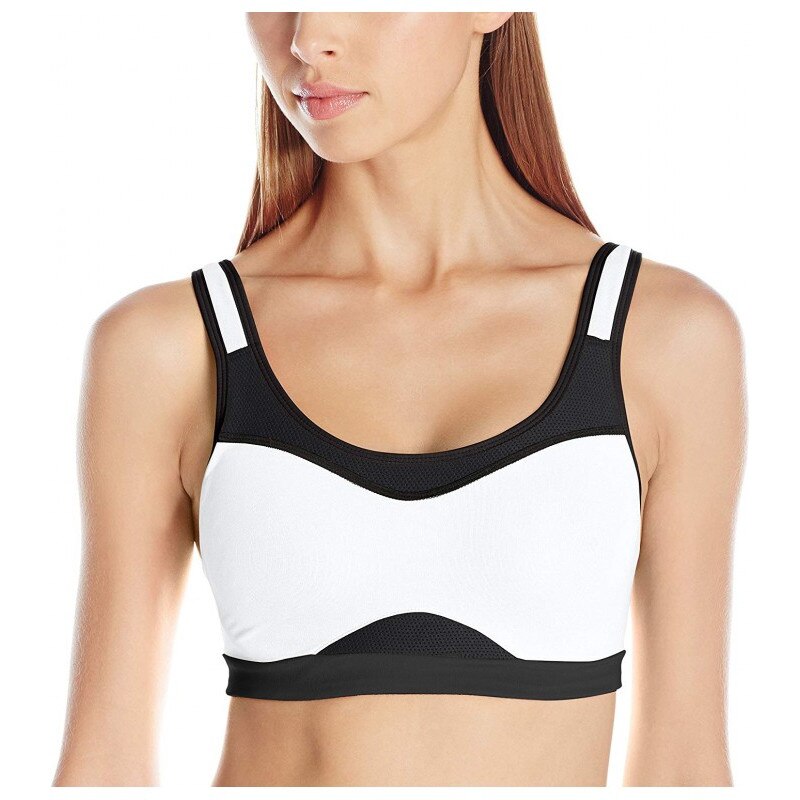 Bustiera ASICS pentru yoga, fitness, aerobic, alergare, negru/alb, marimea XL, 6A285XL