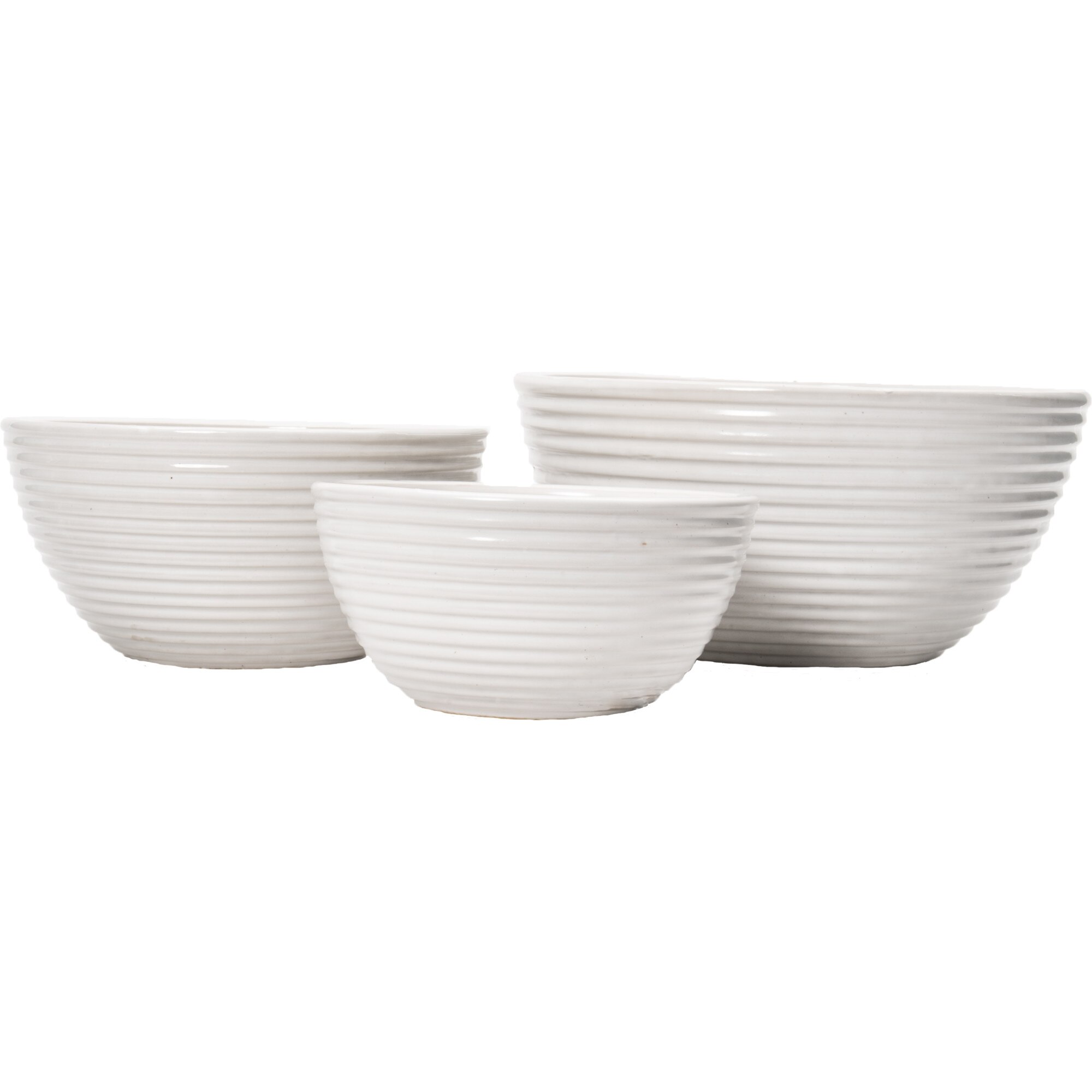 Set 3 ghivece decorative Veranda Concept, CB-576/A, culoare alb, Diametru x Inaltime 36x18, 30x15, 24x12