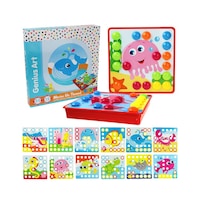 Joc creativ mozaic Genius Art, Animale Marine, 12 cartonase, 35 de butoni
