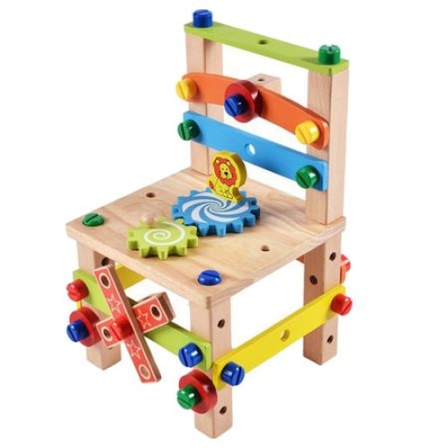 Scaun educational Montesori,demontabil, creare diferite jucarii, din lemn