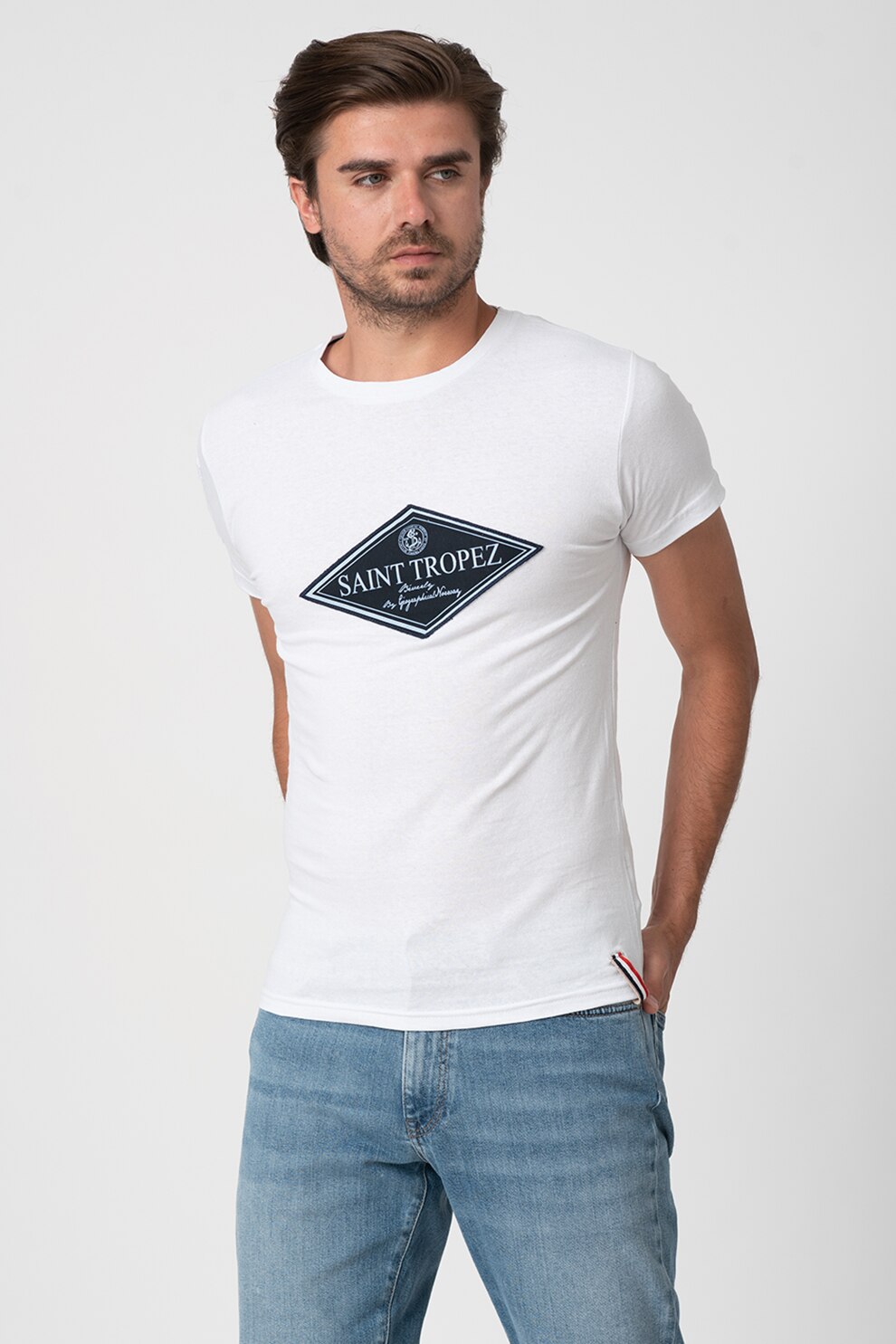 Geographical Norway, Tricou de bumbac cu imprimeu Jorrens, Alb