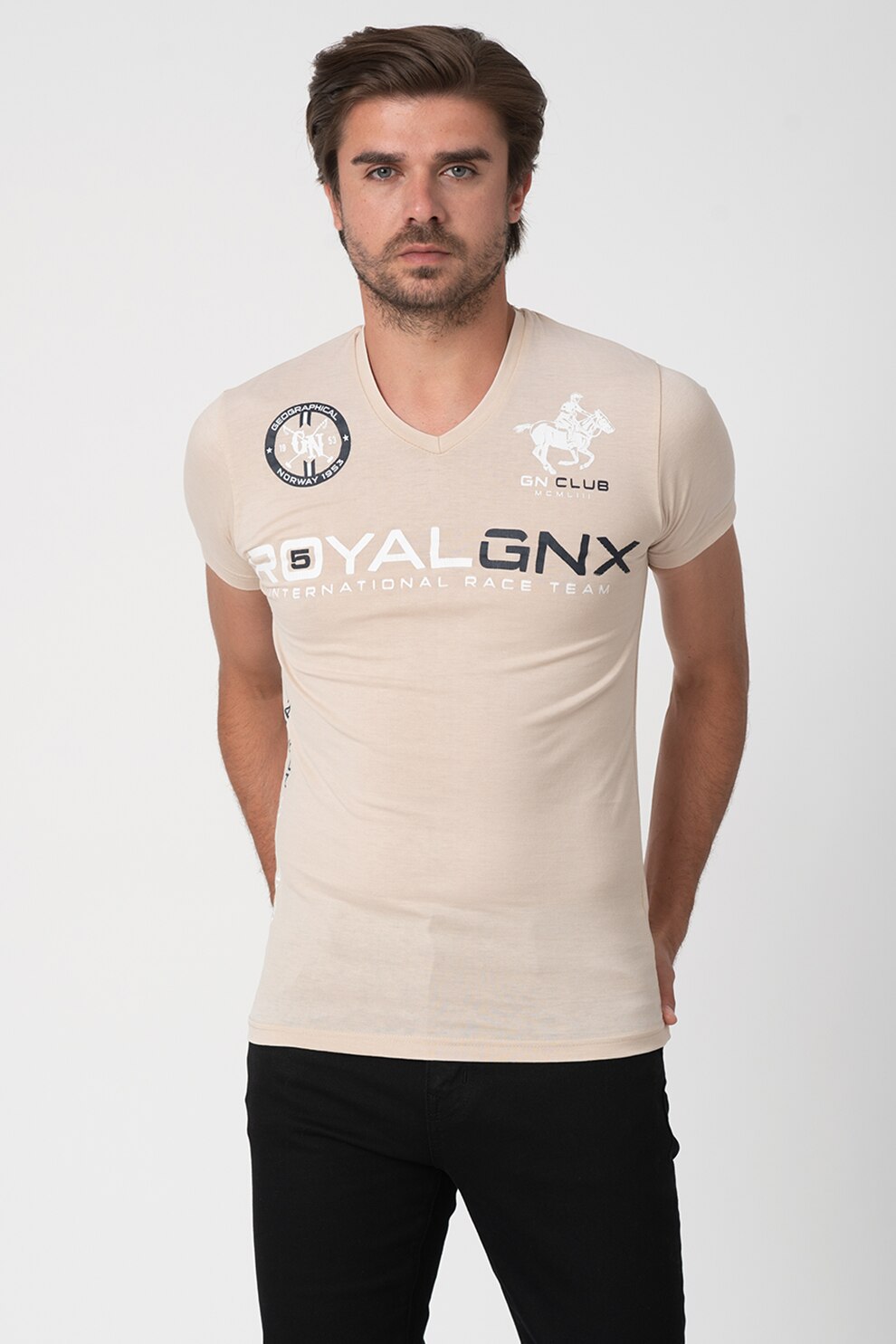 Geographical Norway, Tricou cu decolteu in V Jrudo, Bej