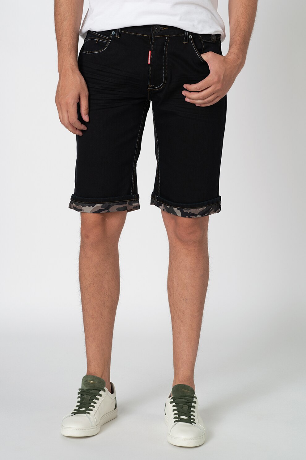 Geographical Norway, Bermude din denim cu aspect decolorat Pekin, Negru
