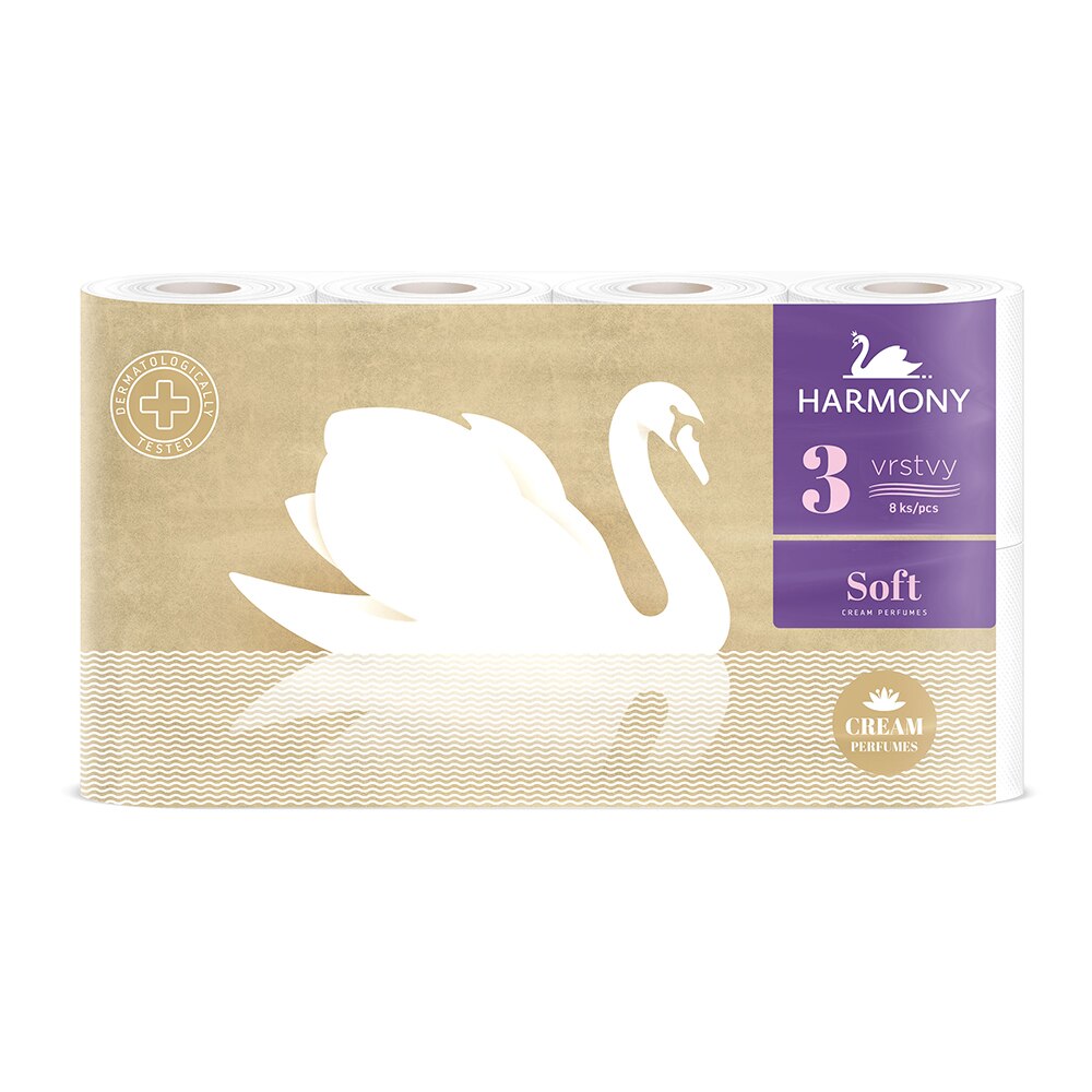 Hartie igienica Harmony Soft Cream Aroma, 3 straturi, 8 role