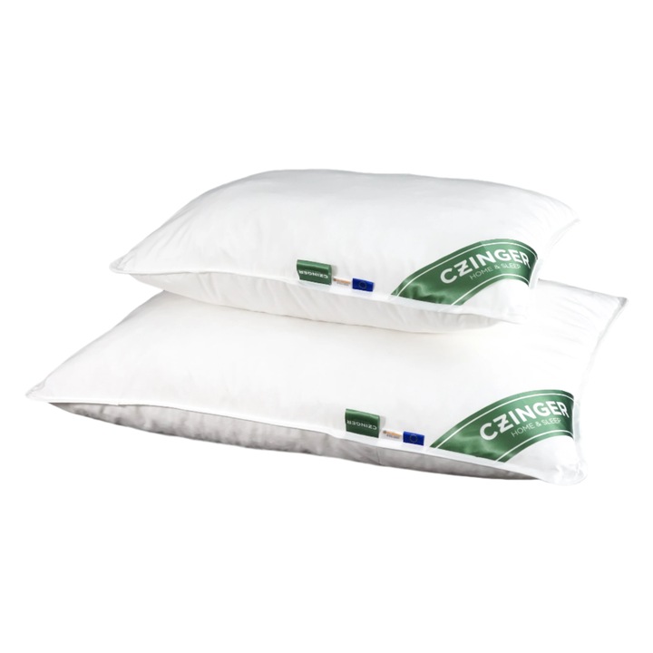 Allergia "STOP" Antiallergén Párna szett (félpárna és kispárna) - 100 % Pamut huzatban szegőszalaggal 48x68, 38x48 cm, 500-250 g