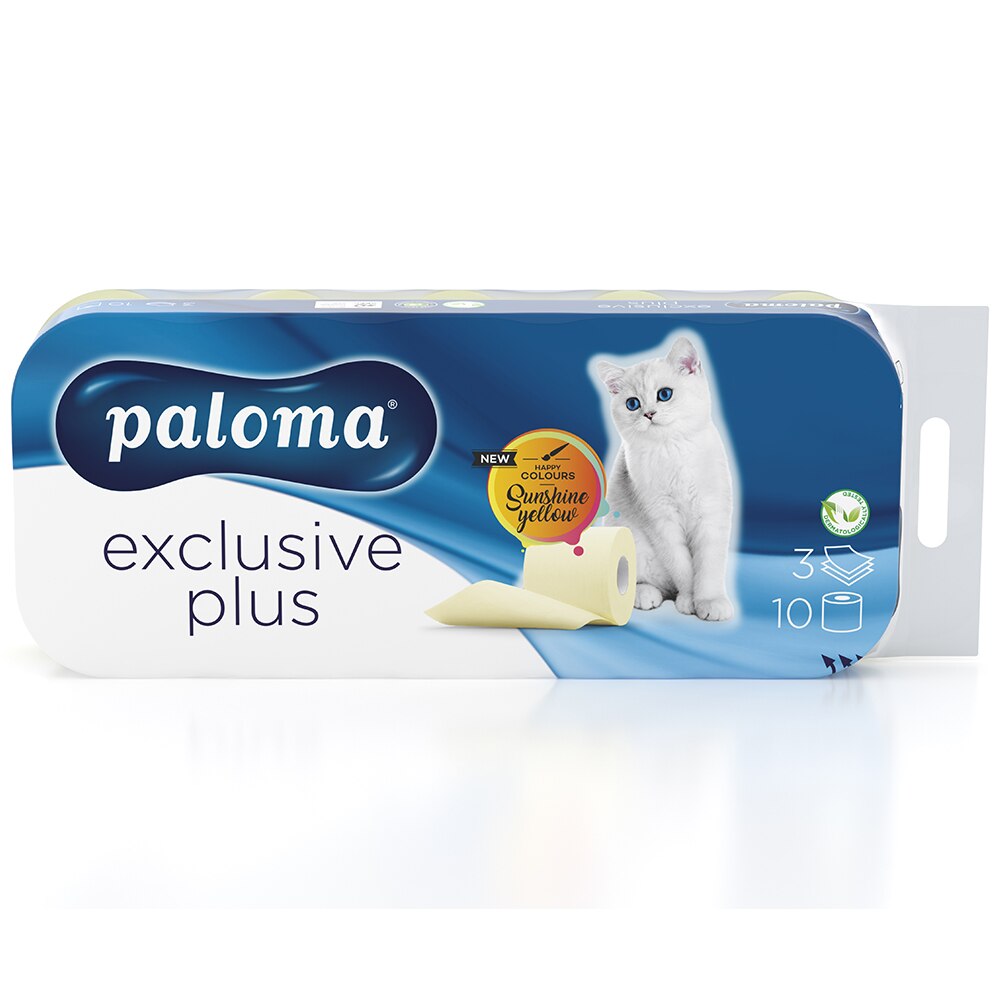 Hartie igienica Paloma Exclusive - Galben, 3 straturi, 10 role