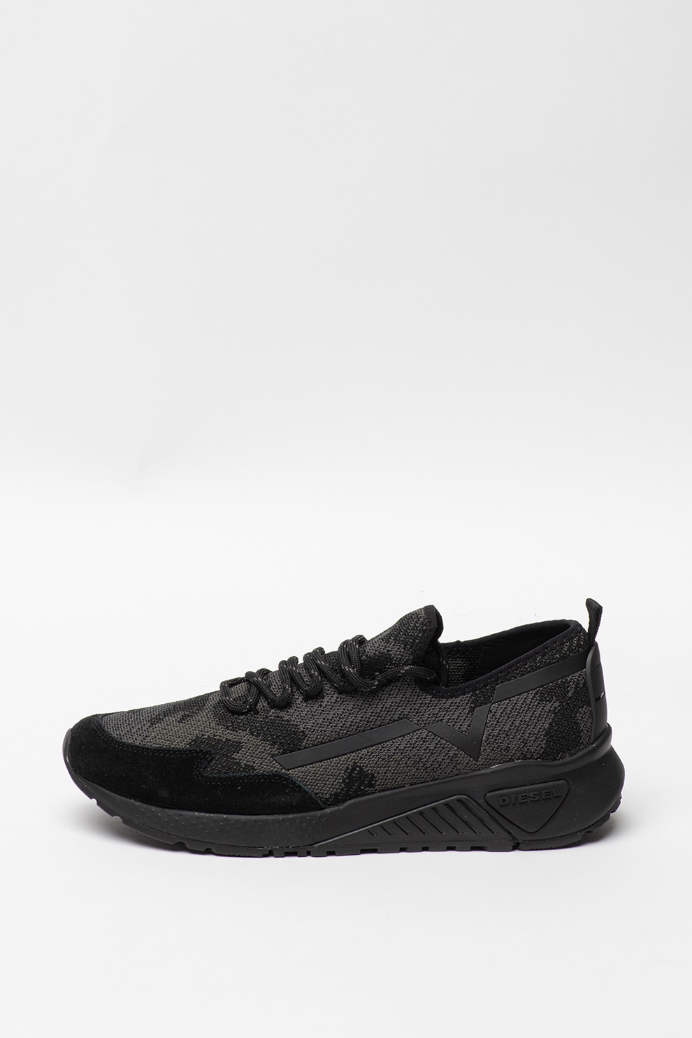 Diesel, Pantofi sport slip-on de plasa, negru/gri antracit, 45