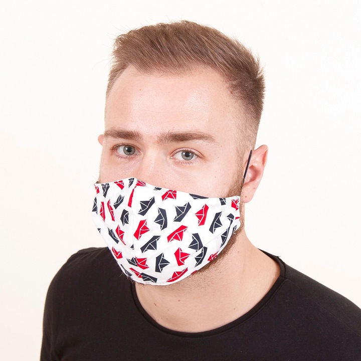 Трислойна маска Mask-Universe, С филтър G3, Многоцветна, С кораби, M