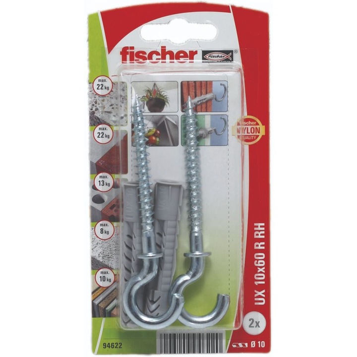 Diblu fischer nylon cu carlig UX 10x60 R RH K, set 2 buc