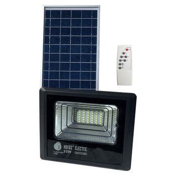 Proiector cu panou solar Tiger-25, Li-Ion, telecomanda, 25 W, 465 lm, lumina rece, IP65, Aluminiu Proiector cu panou solar Tiger-25, Li-Ion, telecomanda, 25 W, 465 lm, lumina rece, IP65, Aluminiu