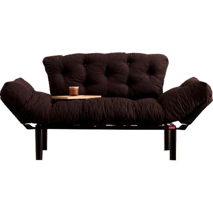 Разтегателен диван за хол и спалня PAFU™ Nitta, Модерен дизайн, Размери 155X73X85 см, Размер на леглото 187X73 см, Кадифена текстура, Пълнеж от пяна, Maron Coffee