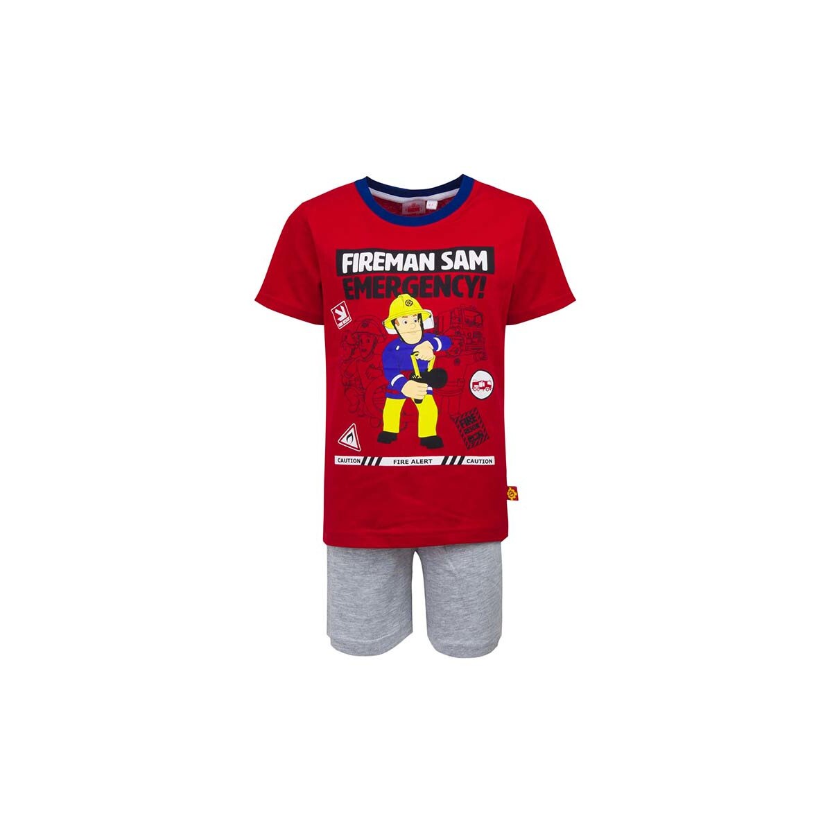 Set pijama, tricou si pantaloni scurti, Fireman, rosie