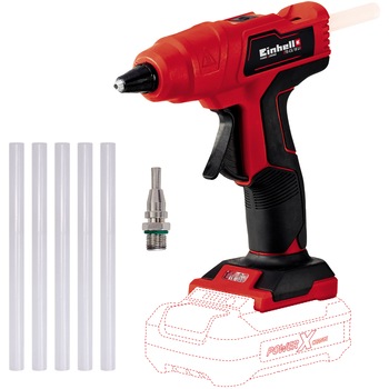 Pistol de lipit la cald pe acumulator Einhell PXC TE-CG 18 Li - Solo, baton lipire 11 mm, temperatura lucru 170 °C, incalzire 2 min, fara acumulator/incarcator Pistol de lipit la cald pe acumulator Einhell PXC TE-CG 18 Li - Solo, baton lipire 11 mm, temperatura lucru 170 °C, incalzire 2 min, fara acumulator/incarcator