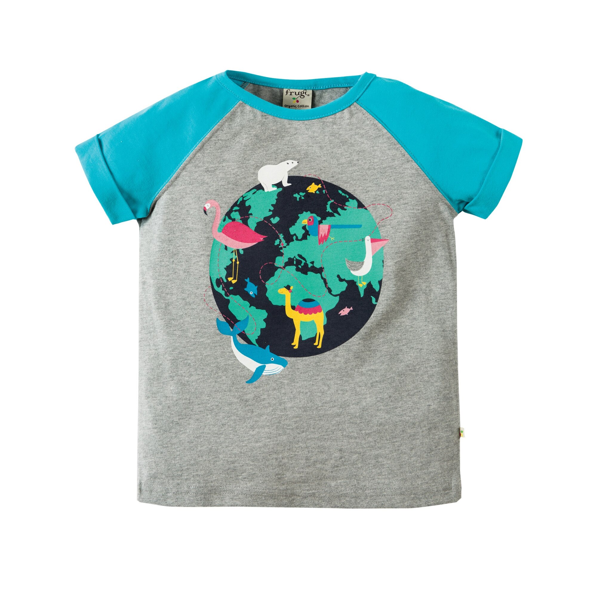 Tricou “In jurul lumii”, bumbac organic, multicolor, copii