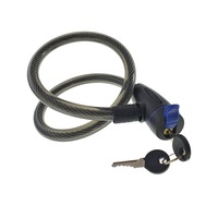 Cablu de otel, antifurt bicicleta, de siguranta si protejare, lungime 69 cm, inchidere cu cheie, invelis flexibil din PVC siliconat, negru