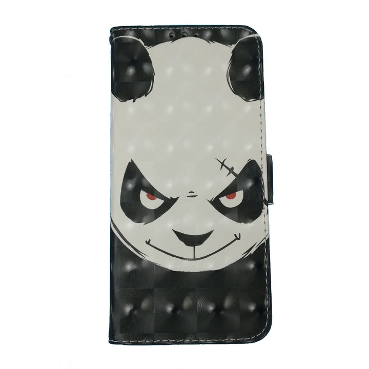 Husa compatibila cu Samsung Galaxy J8 2018, tip toc, imitatie din piele, desen Panda