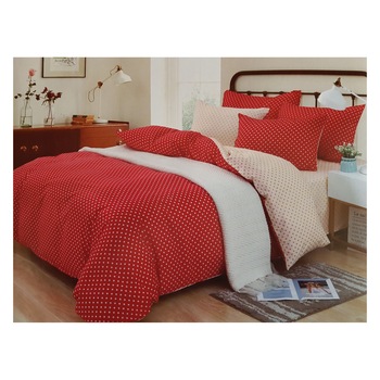 Lenjerie Pat IRIS 6 piese 100% Bumbac Rosu/Crem Lenjerie Pat IRIS 6 piese 100% Bumbac Rosu/Crem