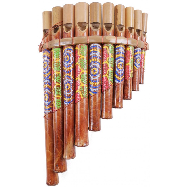 Nai instrument muzical, multicolor din lemn