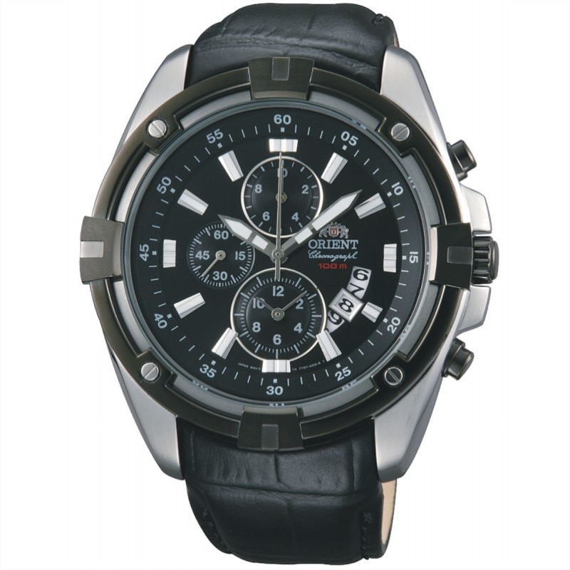 Ceas Orient FTT0Y006B0, cronograf, negru, carcasa 48mm