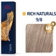 Vopsea de par permanenta Wella Professionals Koleston Perfect 9/8 COOL RICH NATURALS Blond luminos albăstrui, 60 ml
