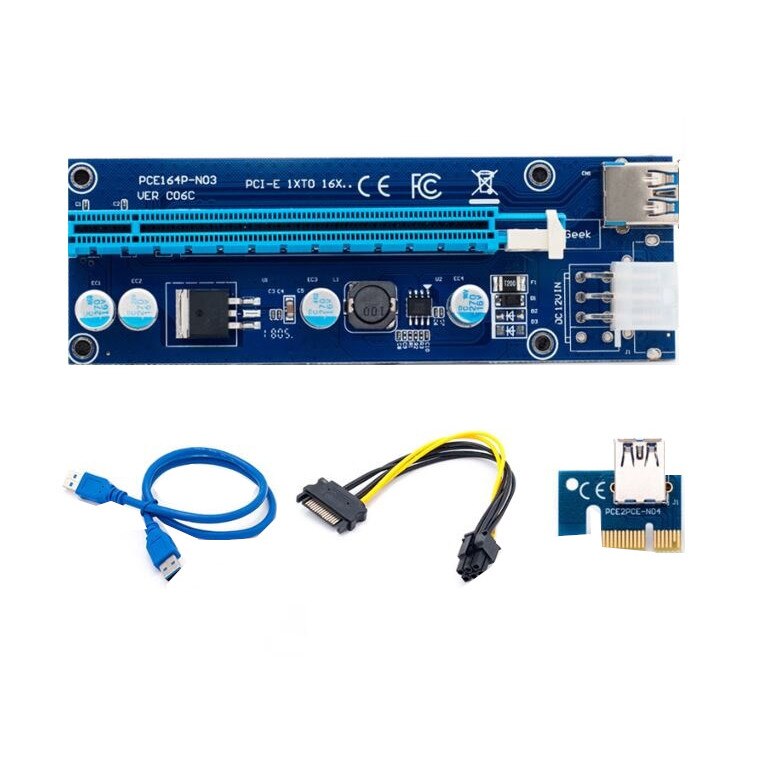 Placa Riser Card mining Bitcoin Versiunea 006C compatibil PCI-E Express 1X-16X cablu USB 3.0