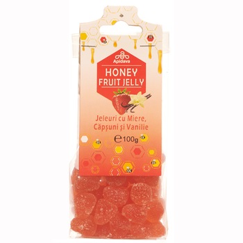 Jeleuri Apidava cu miere,capsuni si vanilie, 100g Jeleuri Apidava cu miere,capsuni si vanilie, 100g