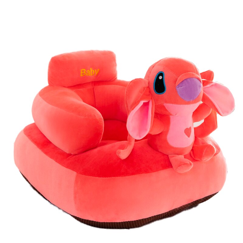 Fotoliu pentru bebe din plus moale si catifelat, cu spatar - Stitch roz Krista®