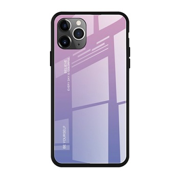 Husa de protectie Bibilel Gradient pentru iPhone 11 Pro, protectie spate, bumper, capac de protectie, Roz Violet, BBL1437 Husa de protectie Bibilel Gradient pentru iPhone 11 Pro, protectie spate, bumper, capac de protectie, Roz Violet, BBL1437