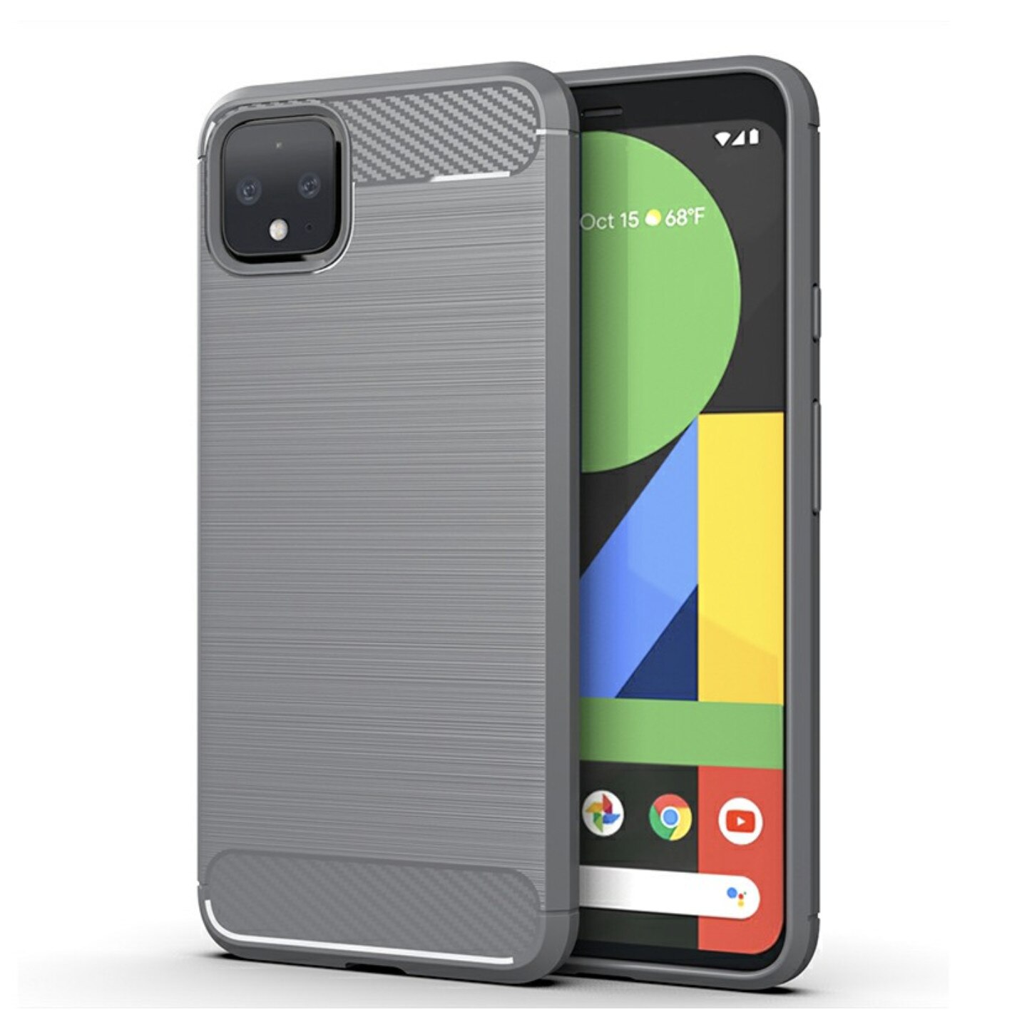 Husa de protectie BIBILEL cu insertii carbon pentru Google Pixel 4, protectie spate, bumper, capac de protectie, Gri, BBL1445