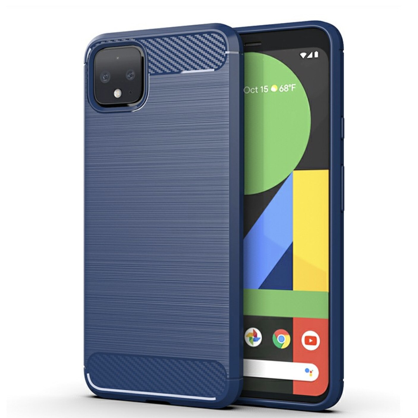 Husa de protectie BIBILEL cu insertii carbon pentru Google Pixel 4, protectie spate, bumper, capac de protectie, Bleumarin, BBL1446
