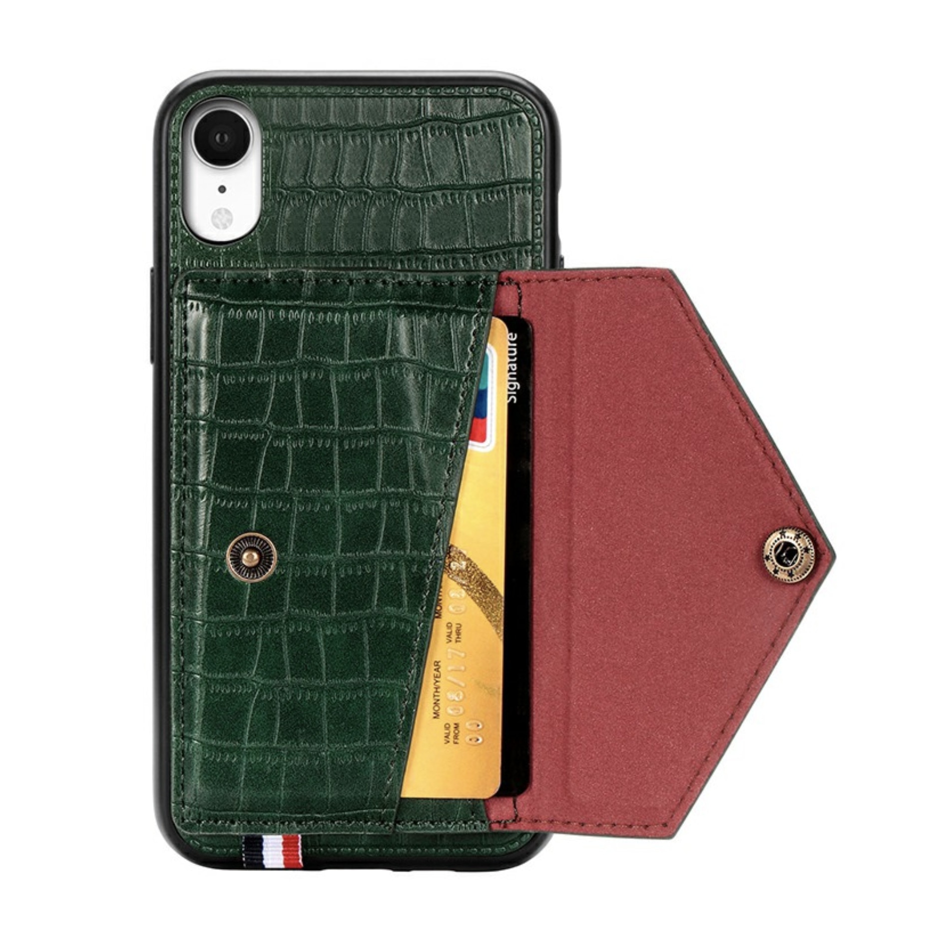 Husa Piele, cu Buzunar Card, pentru iPhone XR, capac de protectie, carcasa, bumper, Verde, BBL1461