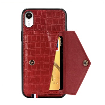 Husa Piele, cu Buzunar Card, pentru iPhone XR, capac de protectie, carcasa, bumper, Rosu, BBL1462 Husa Piele, cu Buzunar Card, pentru iPhone XR, capac de protectie, carcasa, bumper, Rosu, BBL1462